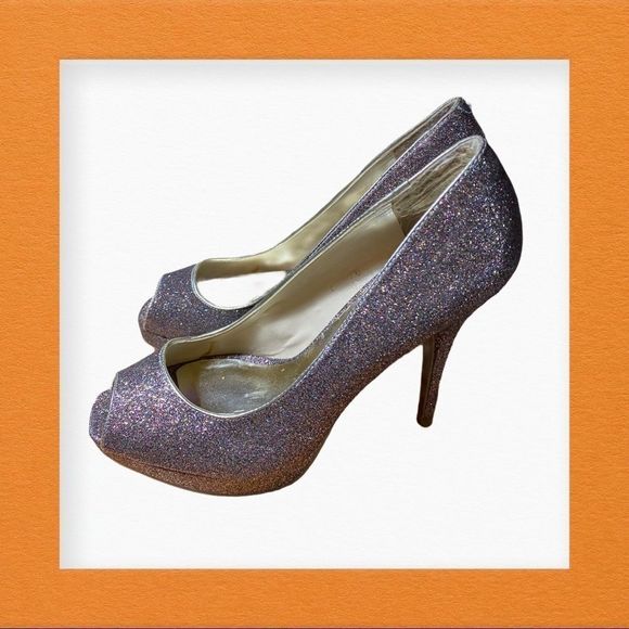 Steve Madden P Kelle Peep Toe Glitter Heels 8.5 - Picture 2 of 7